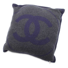 Load image into Gallery viewer, CHANEL Logo/Circle Double Face Cushion Gray/Navy Wool 90% Cashmere10%
