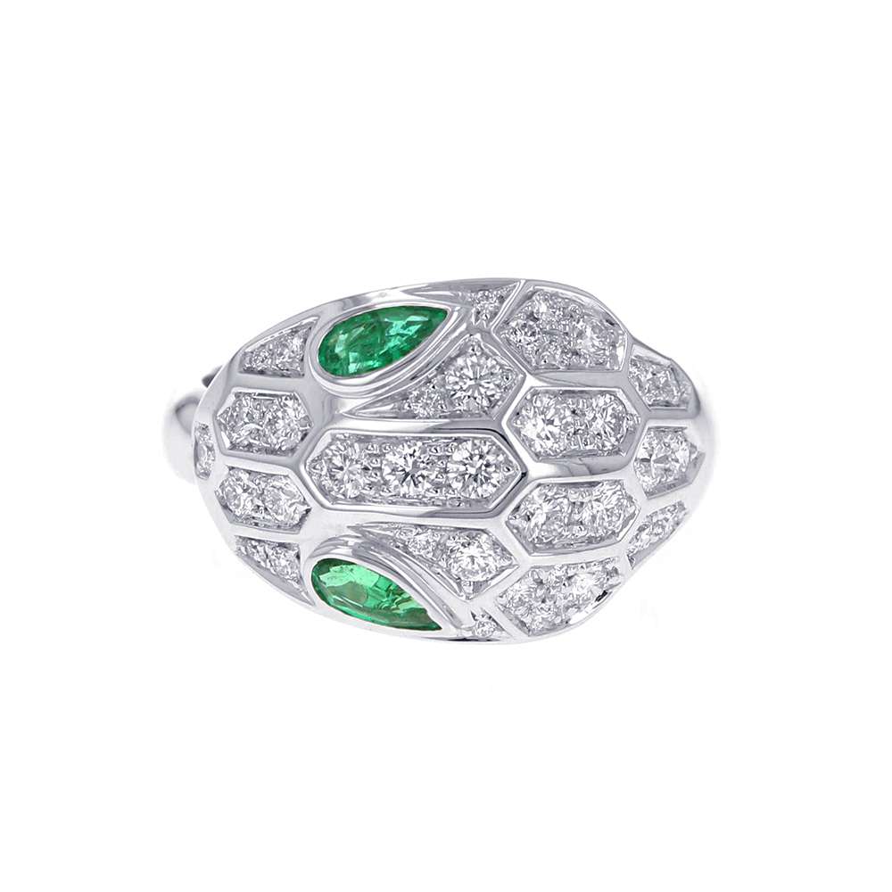 BVLGARI Serpenti Ring Size 52/#12 18K White Gold