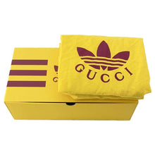 将图像加载到图库查看器中，GUCCI Adidas Collaboration GG Logo Slide Sandals Gold/Black 722445 Leather Velour Size 38 1/2
