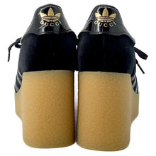 将图像加载到图库查看器中，GUCCI adidas Collaboration Gazelle Wedge Sneakers Black 725627 Leather Patent Leather Size 39
