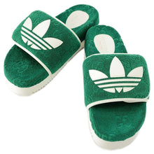 将图像加载到图库查看器中，GUCCI Adidas Collaboration Platform Sandals Green/White 702412 GGCotton Size 9
