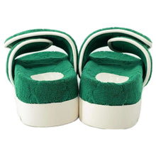 将图像加载到图库查看器中，GUCCI Adidas Collaboration Platform Sandals Green/White 702412 GGCotton Size 9
