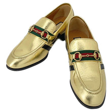 将图像加载到图库查看器中，GUCCI Adidas Collaboration Horsebit Loafers Gold 702283 MetalicLeather Size 8
