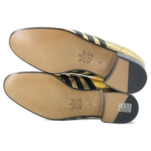 将图像加载到图库查看器中，GUCCI Adidas Collaboration Horsebit Loafers Gold 702283 MetalicLeather Size 8
