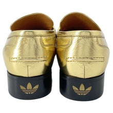 将图像加载到图库查看器中，GUCCI Adidas Collaboration Horsebit Loafers Gold 702283 MetalicLeather Size 8
