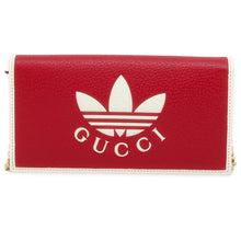 将图像加载到图库查看器中，GUCCI adidas Collaboration Chain Wallet Red/White 621892 Leather
