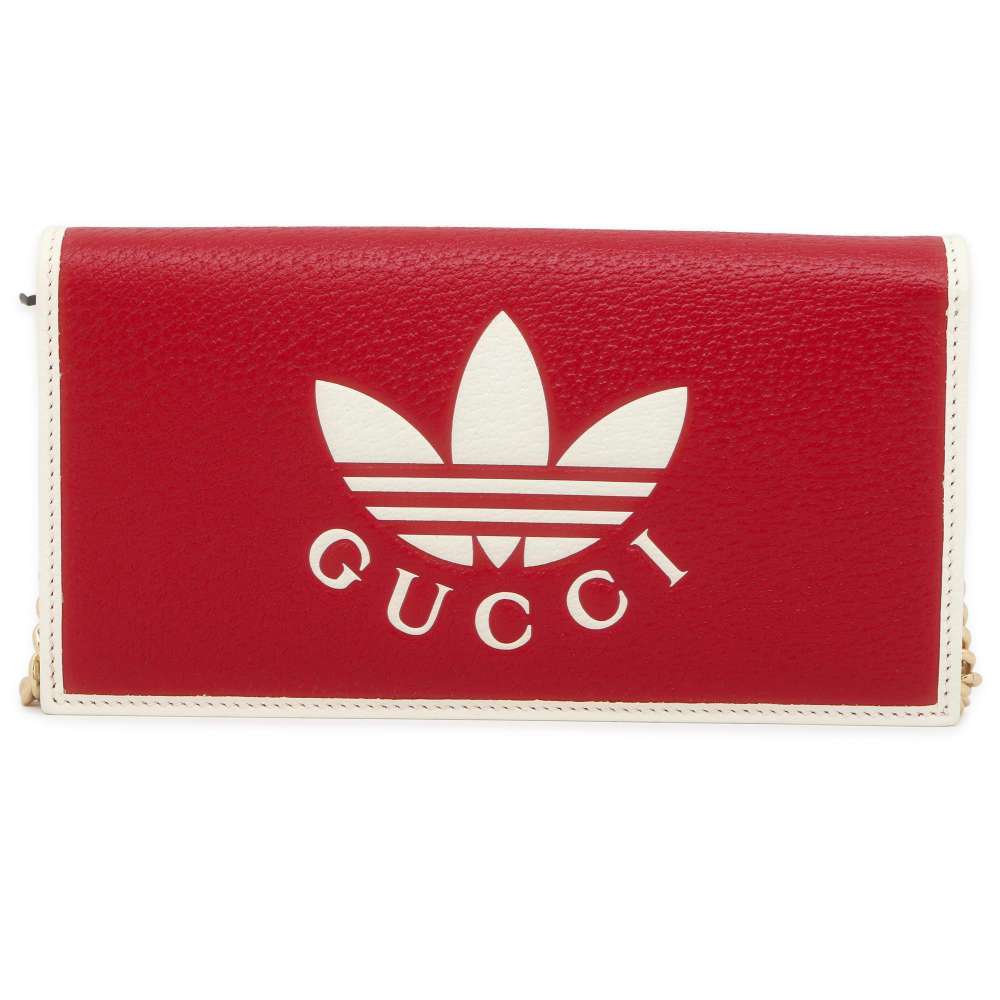 GUCCI adidas Collaboration Chain Wallet Red/White 621892 Leather