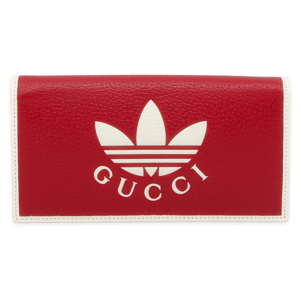 GUCCI adidas Collaboration Chain Wallet Red/White 621892 Leather