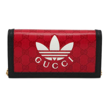 将图像加载到图库查看器中，GUCCI adidas Collaboration Chain Wallet Red/Black 621892 GG CrystalCanvas/Leather
