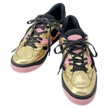 将图像加载到图库查看器中，GUCCI BASKET LOW Sneakers Gold/Black/Pink 725905 Leather Rubber Size 38.5
