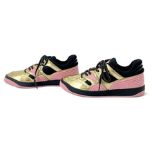 将图像加载到图库查看器中，GUCCI BASKET LOW Sneakers Gold/Black/Pink 725905 Leather Rubber Size 38.5
