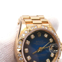 将图像加载到图库查看器中，ROLEX Datejust W26mm 18K Yellow Gold Blue Gradation Dial 69258G
