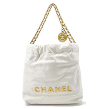 Load image into Gallery viewer, CHANEL CHANEL 22 Handbag White AS3980 Shiny Calf Leather Size Mini
