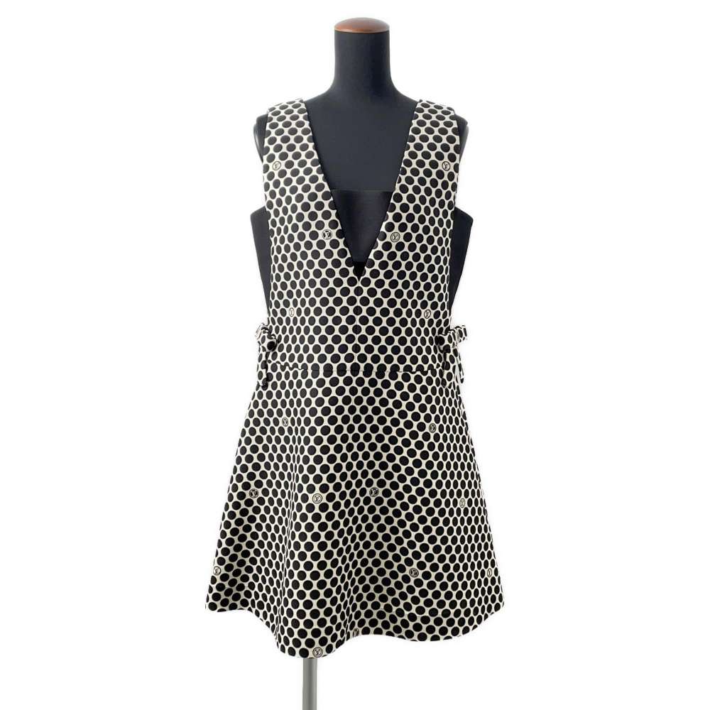 LOUIS VUITTON Sleeveless Dress Size 38 Black/White 1A9Z0O Wool  65% Silk 35%