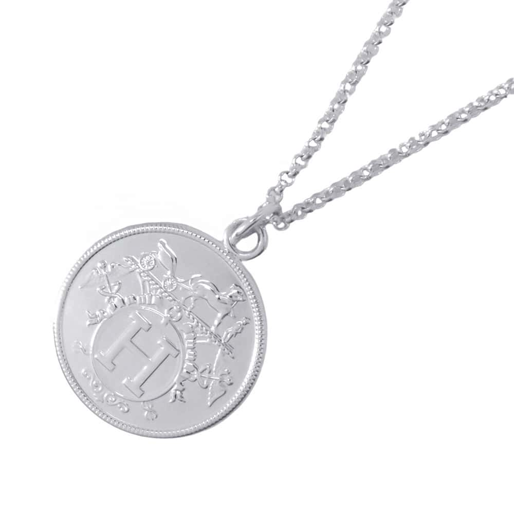 HERMES Ex Libris Long Necklace Size MM SV925 K18PG