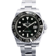 将图像加载到图库查看器中，ROLEX GMT MasterII W40mm Stainless Steel Black Dial 116710LN
