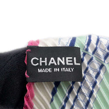 将图像加载到图库查看器中，CHANEL Scarf Pleated Green/Pink/White Silk100%
