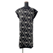 Load image into Gallery viewer, HERMES H Rondo Short Sleeve Knit Dress Size 38 Black/White Cashmere100%
