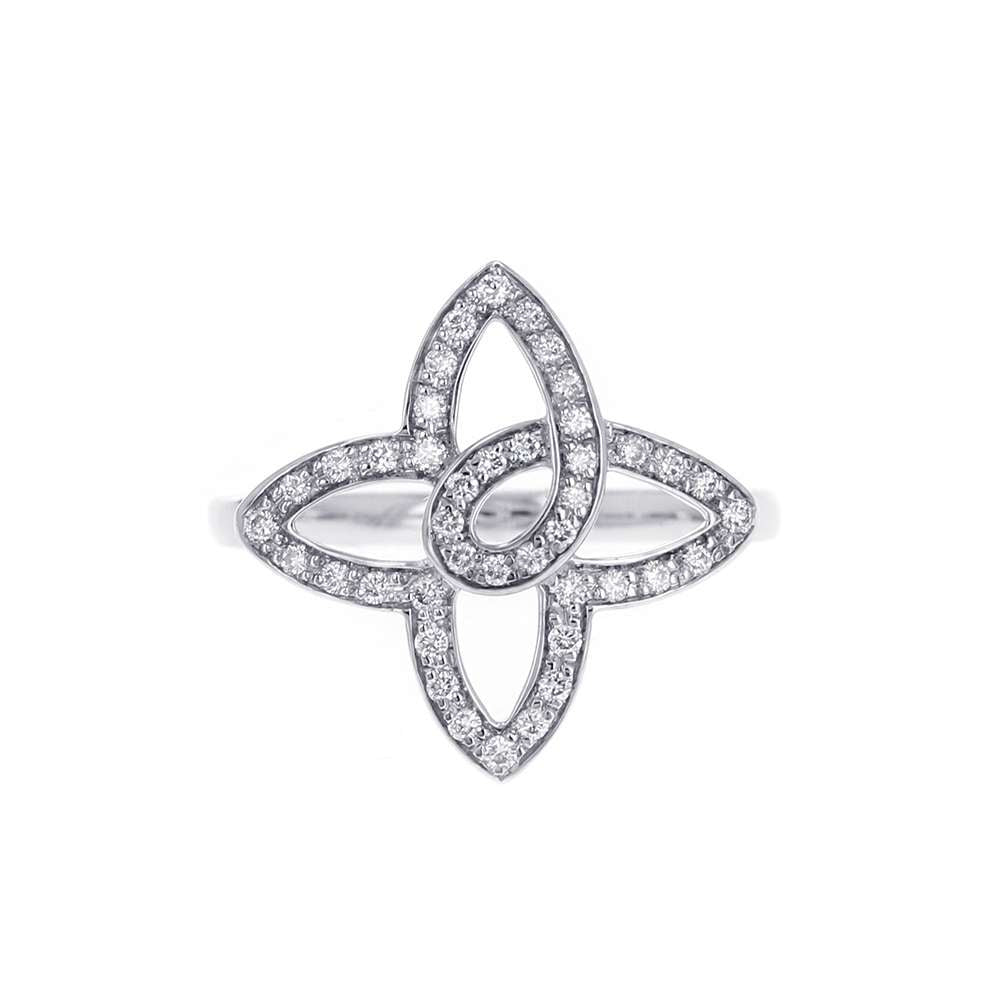 LOUIS VUITTON Bague Ardant Fleur Simple Ring Size 49/#9 18K White Gold