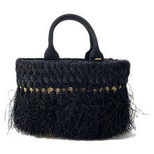 Load image into Gallery viewer, PRADA Basket Bag Black 1BG089 Raffia Canvas
