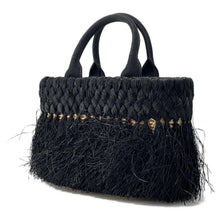 Load image into Gallery viewer, PRADA Basket Bag Black 1BG089 Raffia Canvas
