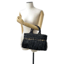 Load image into Gallery viewer, PRADA Basket Bag Black 1BG089 Raffia Canvas
