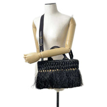 Load image into Gallery viewer, PRADA Basket Bag Black 1BG089 Raffia Canvas
