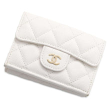 将图像加载到图库查看器中，CHANEL Matelasse Tri-Fold Wallet White AP0230 Caviar Leather
