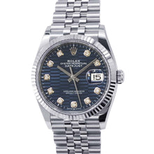 将图像加载到图库查看器中，ROLEX Datejust W36mm Stainless Steel Blue fluted/10PD Dial 126234G
