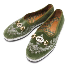 Load image into Gallery viewer, GUCCI Interlocking G slip-ons Green574882 Velour Size #8
