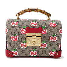 Load image into Gallery viewer, GUCCI GG Apple Bamboo 2way Bag Beige/Red 603221 GG SupremeCanvas
