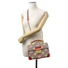 Load image into Gallery viewer, GUCCI GG Apple Bamboo 2way Bag Beige/Red 603221 GG SupremeCanvas
