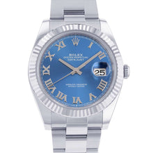 将图像加载到图库查看器中，ROLEX Datejust W41mm Stainless Steel K18WG Azzurro Blue Dial 126334
