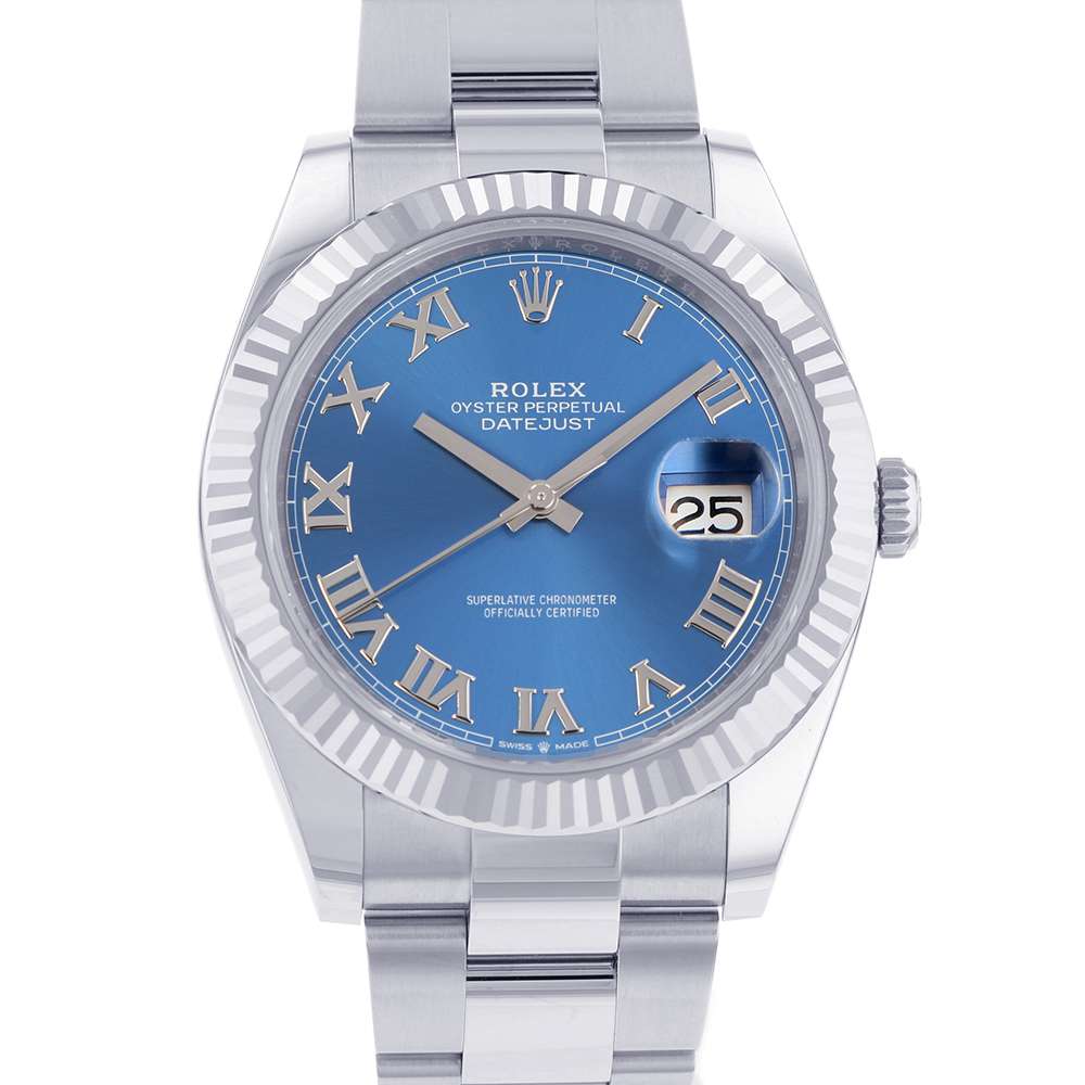 ROLEX Datejust W41mm Stainless Steel K18WG Azzurro Blue Dial 126334