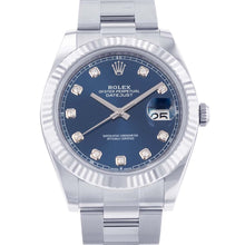 将图像加载到图库查看器中，ROLEX Datejust W41mm Stainless Steel K18WG Bright Blue Dial 126334G
