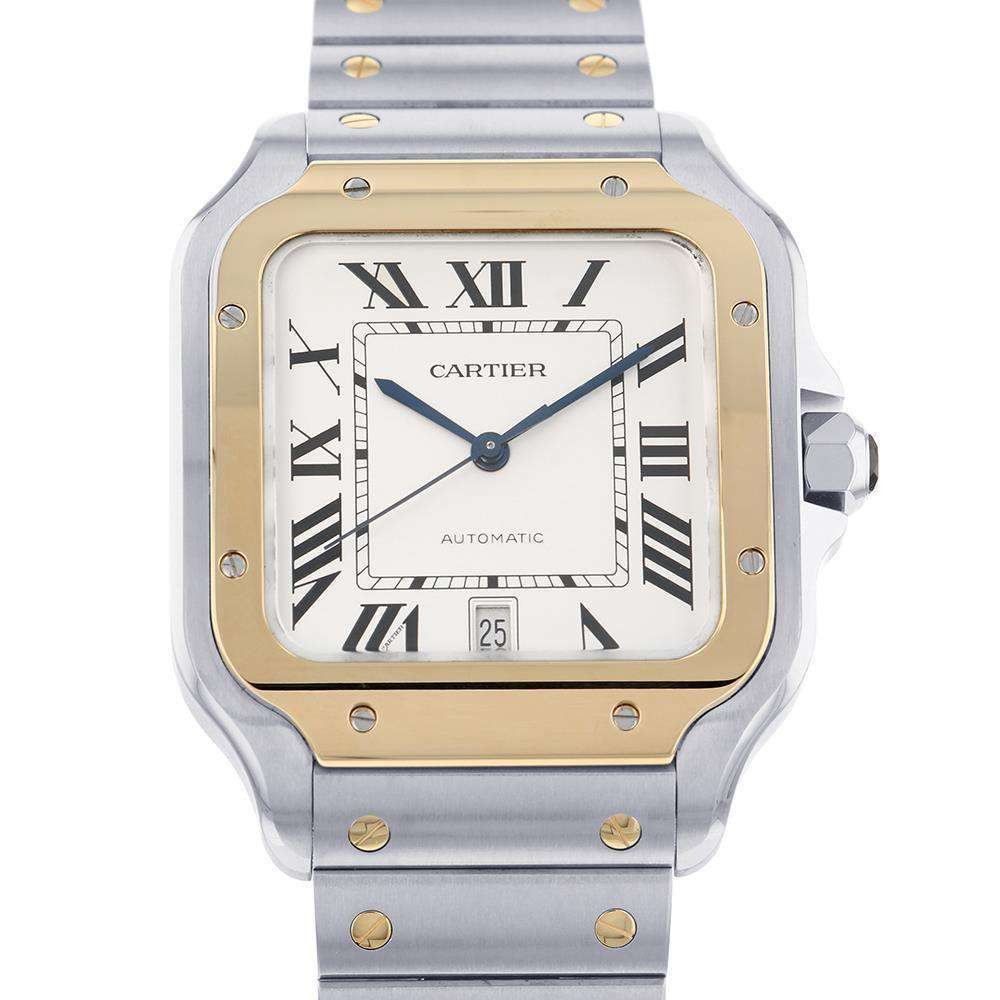 CARTIER Santos de Cartier W39.8mm×H47.5mm Stainless Steel K18YG Silver Dial W2SA0009