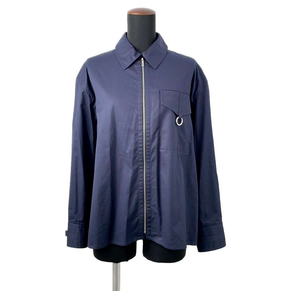 HERMES Zip-up Shirt Size 36 Navy Cotton100%