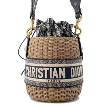 Load image into Gallery viewer, Dior ObliqueWicker Basket Drawstring Bag Shoulder Bag Brown/Navy M7600CMVO Rattan Canvas
