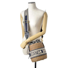 Load image into Gallery viewer, Dior ObliqueWicker Basket Drawstring Bag Shoulder Bag Brown/Navy M7600CMVO Rattan Canvas
