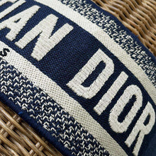 Load image into Gallery viewer, Dior ObliqueWicker Basket Drawstring Bag Shoulder Bag Brown/Navy M7600CMVO Rattan Canvas
