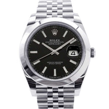 将图像加载到图库查看器中，ROLEX Datejust W41mm Stainless Steel Bright Black Dial 126300
