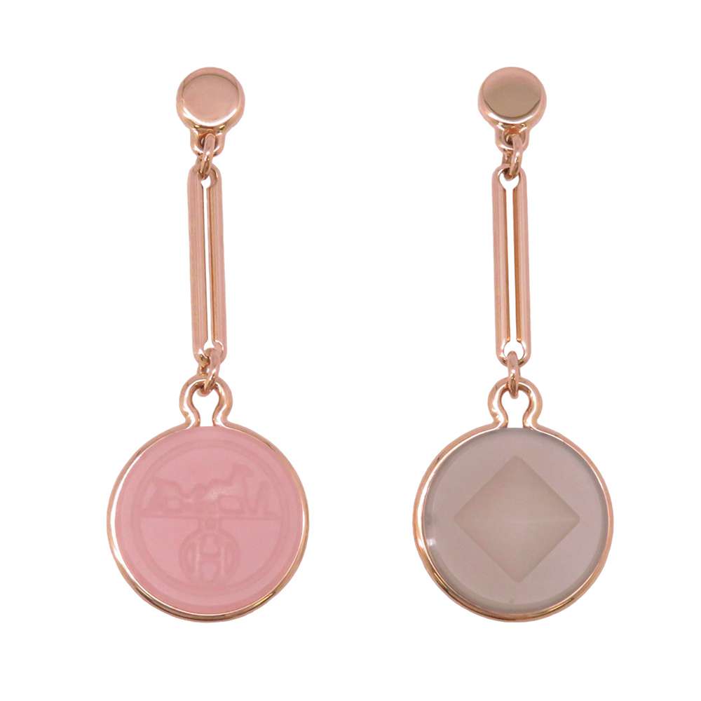 HERMES Exlibris Earrings 18K Pink Gold