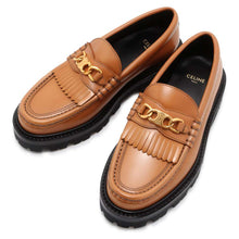 将图像加载到图库查看器中，CELINE TriompheChain Margaret Loafers Light Tan Leather Size 35
