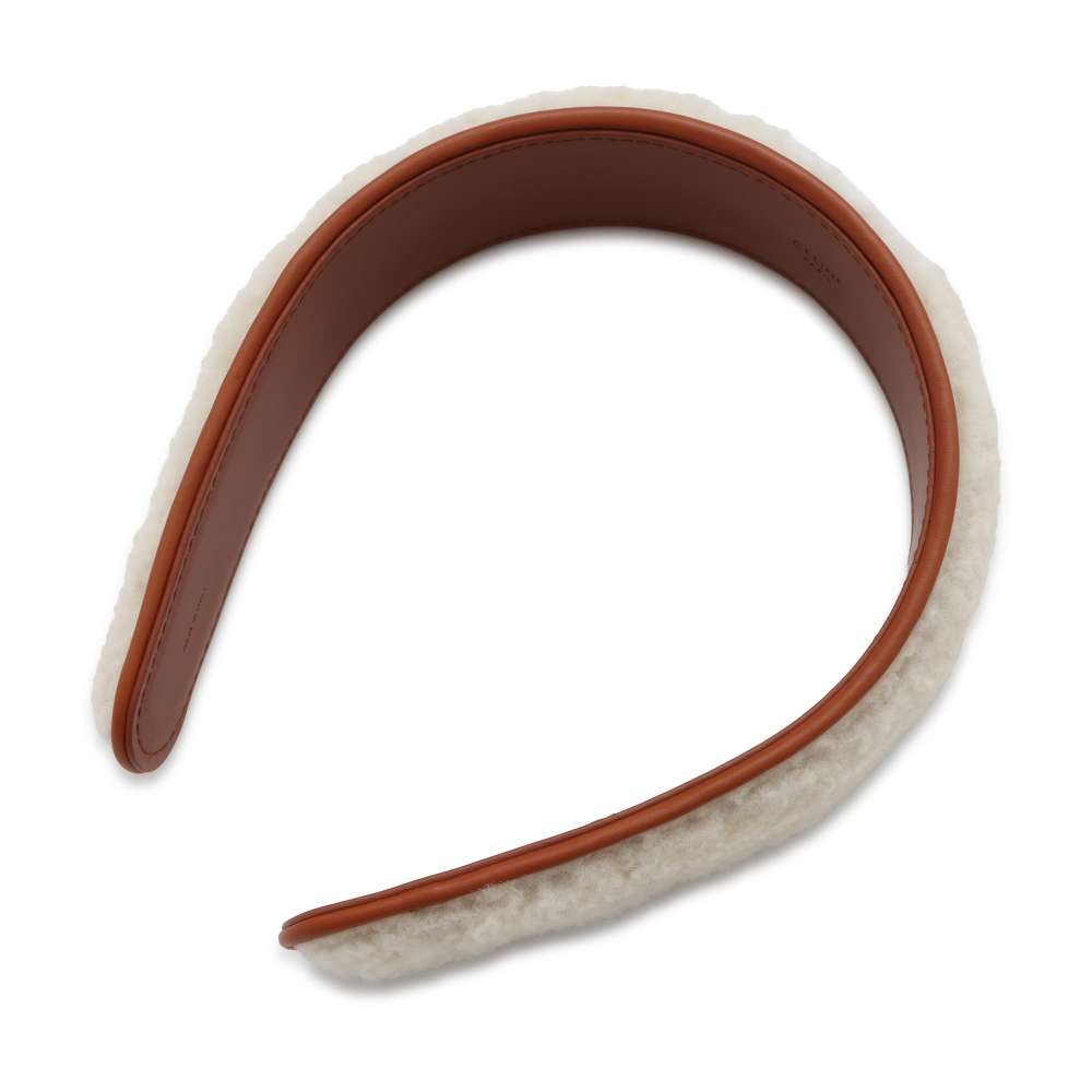 CELINE Triomphe Headband Brown/White 460TA3LSS Mouton Leather