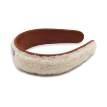 Load image into Gallery viewer, CELINE Triomphe Headband Brown/White 460TA3LSS Mouton Leather
