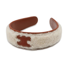 Load image into Gallery viewer, CELINE Triomphe Headband Brown/White 460TA3LSS Mouton Leather
