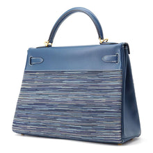 将图像加载到图库查看器中，HERMES Kelly Retourne Blue Thalassa Box Calf Leather Vibrato Size 32
