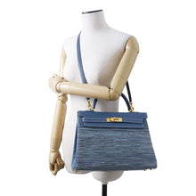 将图像加载到图库查看器中，HERMES Kelly Retourne Blue Thalassa Box Calf Leather Vibrato Size 32
