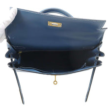 将图像加载到图库查看器中，HERMES Kelly Retourne Blue Thalassa Box Calf Leather Vibrato Size 32
