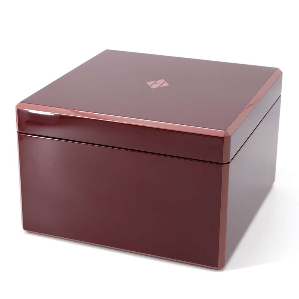 HERMES Faceted Jewelry Box Bordeaux Lacquer Wood